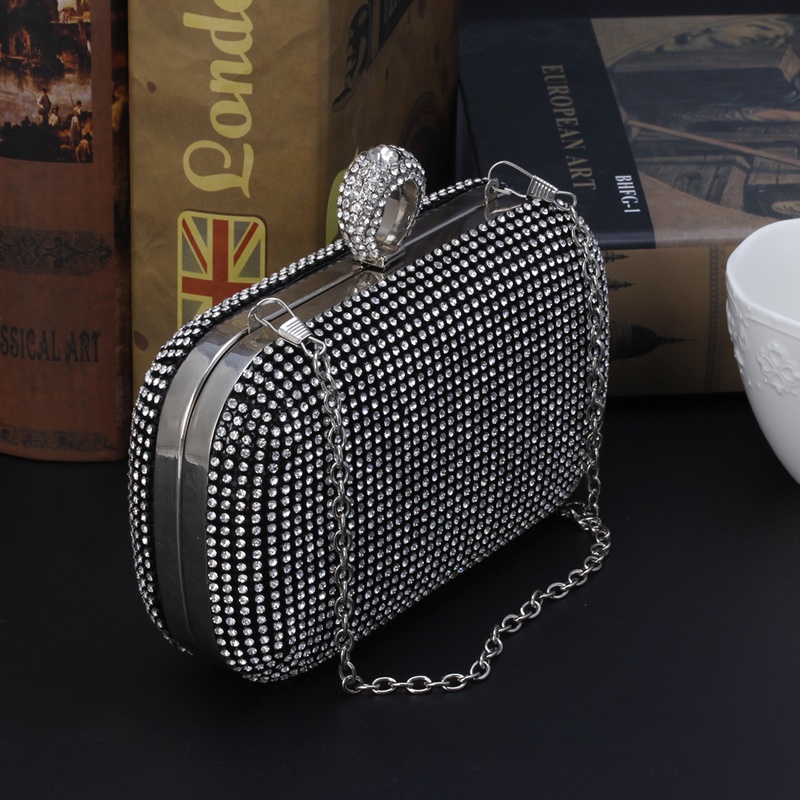 Seng Túi Xách Dự Tiệc Dệt Đính Đá Có Dây Đeo Cổ Tay