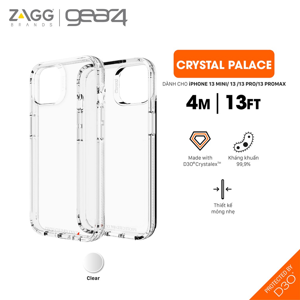 Ốp lưng chống sốc Gear4 D3O Crystal Palace 4m cho iPhone 13