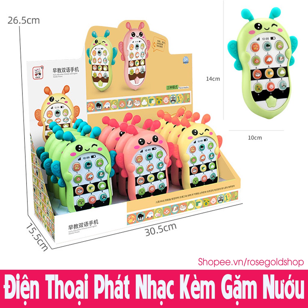 Điện thoại đồ chơi có nhạc và đèn kèm vỏ silicon + 3 pin AAA dành cho bé - goodbaby, luvamo, hanhdecal, shop mẹ xôi