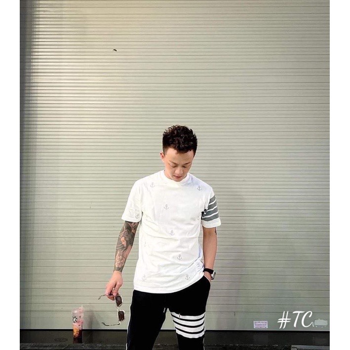 Áo phông form thụng mỏ neo tay 4 vạch nam nữ mặc đẹp (CT-39KT)