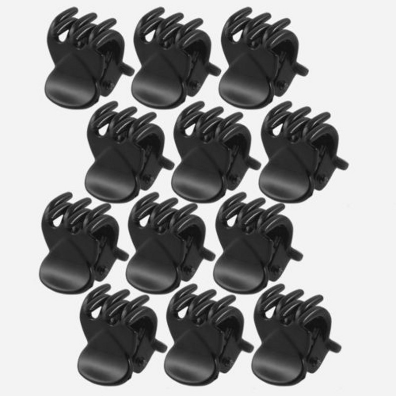 Cod Qipin 12 Pcs Black Plastic Mini Hairpin 6 Claws Hair Clip Clamp Set for Women Child Kids Decor