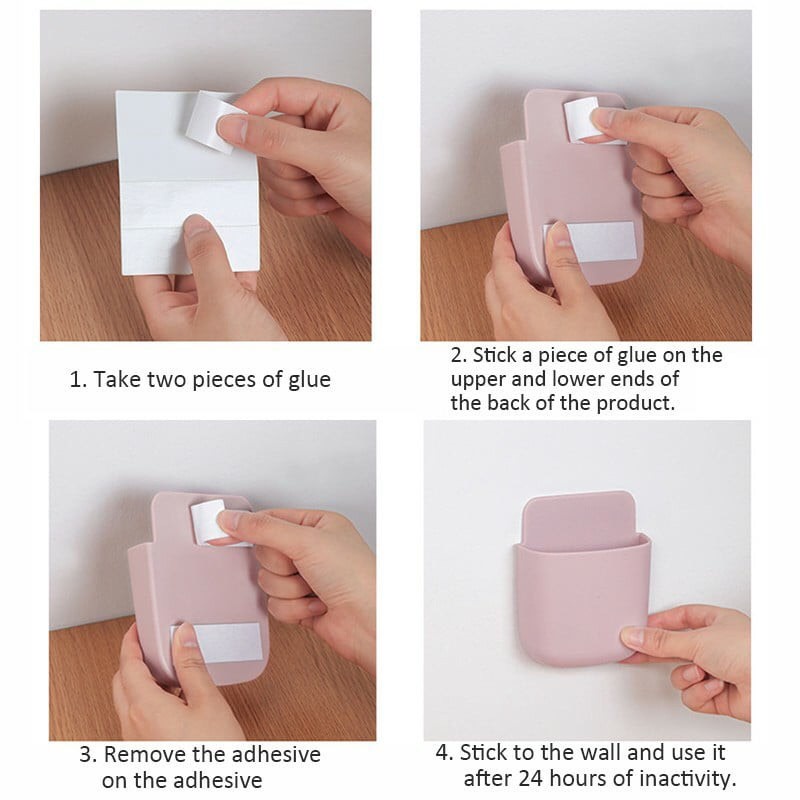Hộp treo sạc điện thoại, kệ treo remote, đồ dùng dán tường đa năng tiện lợi giúp không gian gọn gàng
