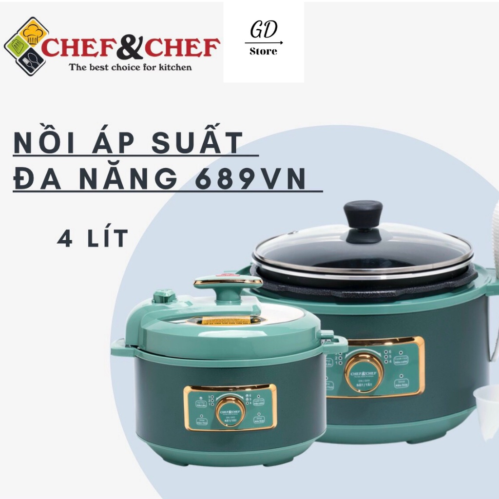 NỒI ÁP SUẤT ĐA NĂNG CHEF&amp;CHEF CH-689VN 4 LÍT MÀU XANH LỤC BẢO