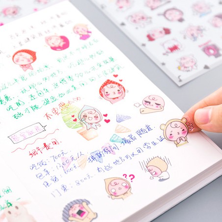 [set 6 tờ]Bộ sticker emoji nhãn dán chat messenger ( vua chanh,hồng đào,sư tử biển,ốc sên,heo sữa,mèo nhí nhố )