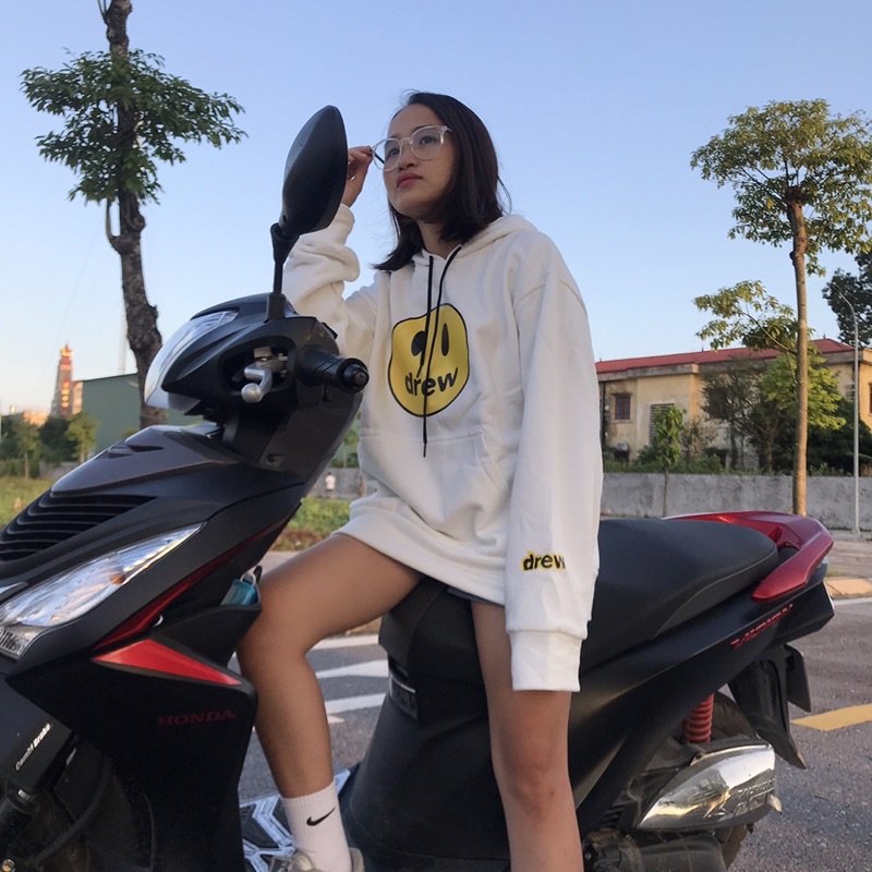 Áo hoodie drew in hình mặt cười  nam nữ chất nỉ ngoại mềm mịn fom rộng unisex oversize đến 68kg sẵn nhiều màu TA 8777