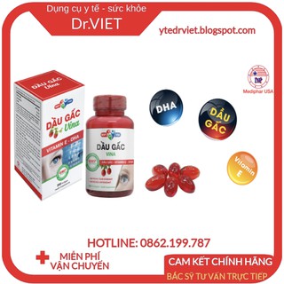 Dầu Gấc Vina chính hãng - Bổ sung dưỡng chất cần thiết cho mắt, tăng cường thị lực - Lọ 200 viên