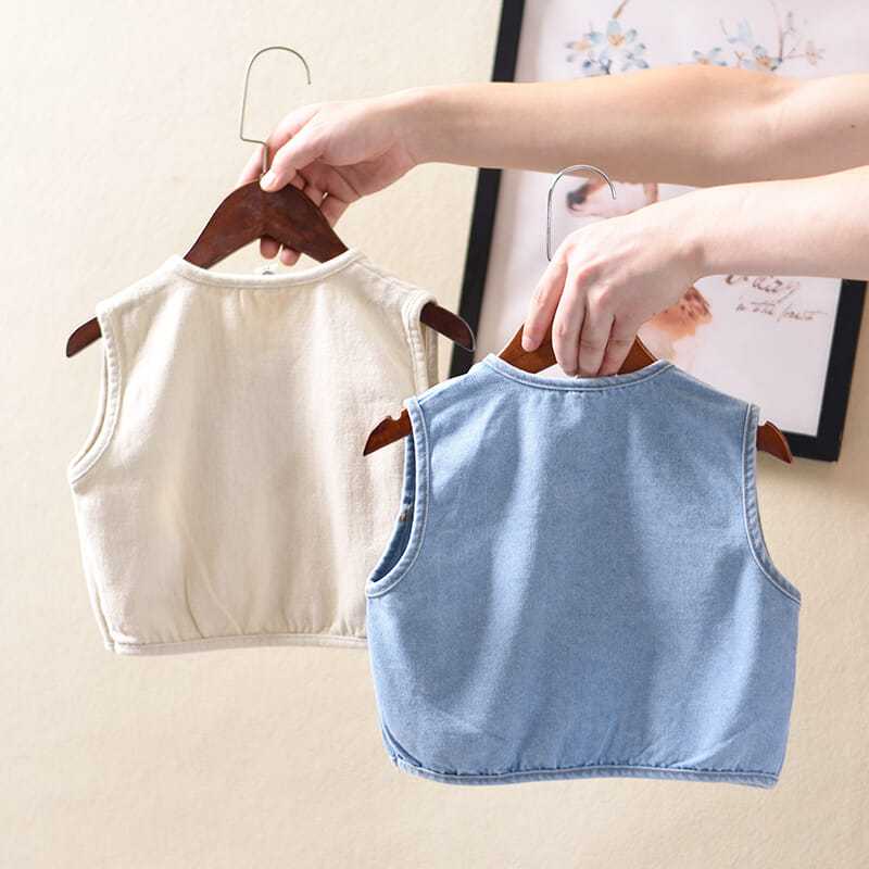 Áo Khoác Denim Không Tay Phong Cách Hàn Quốc Thời Trang Xuân Thu Dành Cho Bé Trai