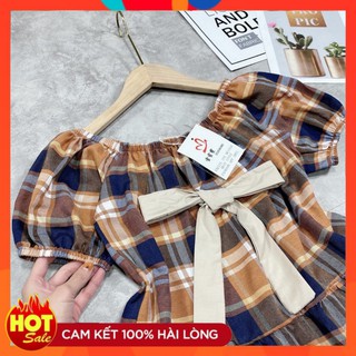 Đầm caro trễ vai 93