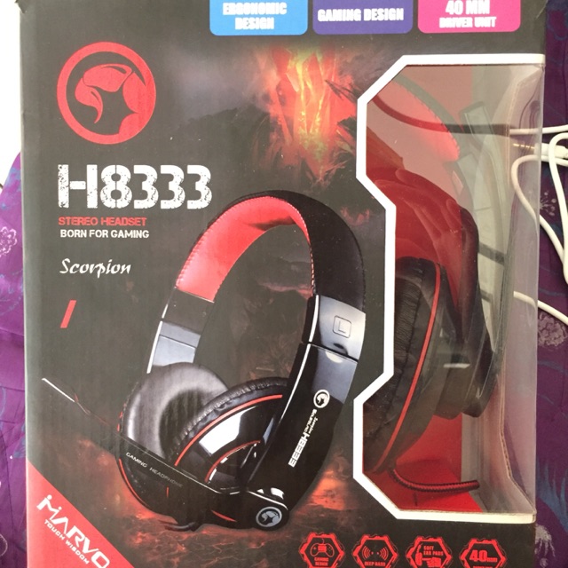 HEADPHONE MARVO (H8333)( ĐEN ĐỎ)