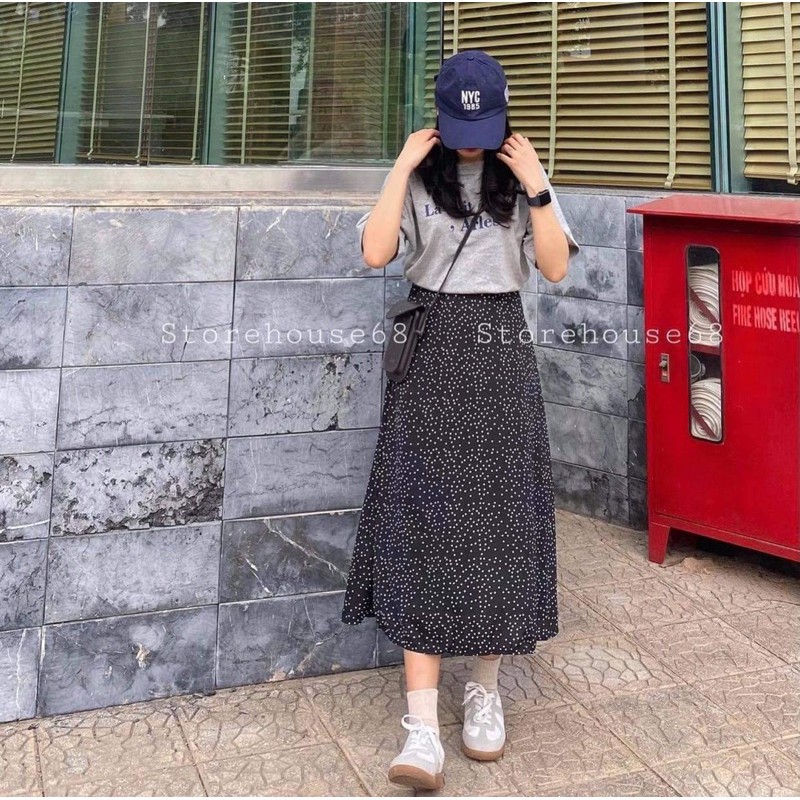 Chân váy chấm bi