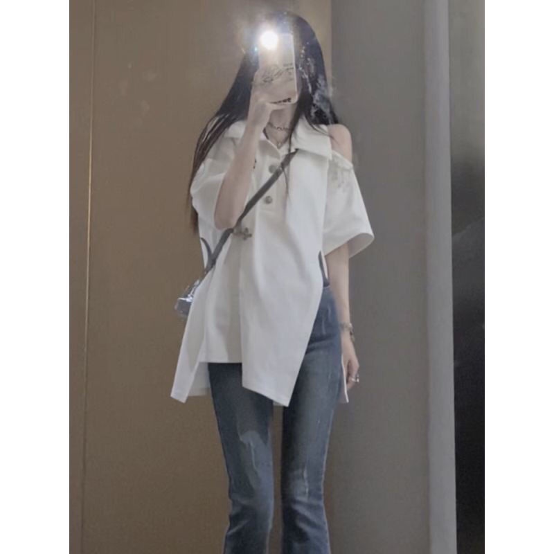 Áo polo Ngắn Tay Hở Vai Thời Trang Dành Cho Nữ