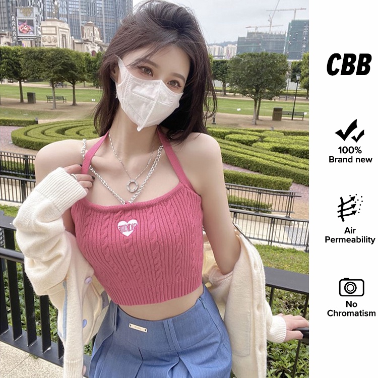 Porozi Áo croptop hai dây kiểu phối dây xích thêu chữ thiết kế quyến rũ