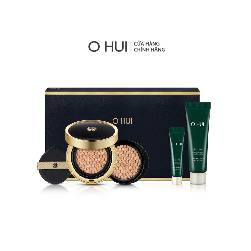 Phấn nước che khuyến điểm dưỡng trắng chống lão hóa O HUI Ultimate Cover Cushion Satin Finish 15g Special set