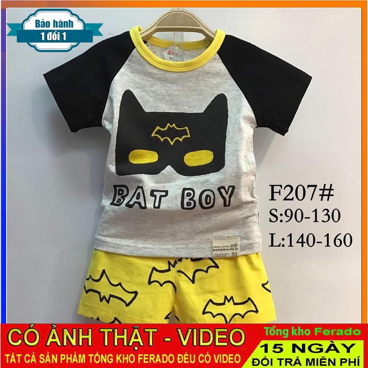 [ xả kho ] Bộ cotton cộc tay cho bé trai, bé gái- in hình bat boy F207