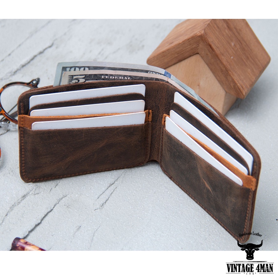 Ví Nam Handmade Cá Tính Dáng Ngang vintage leather V4