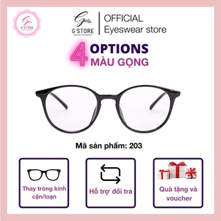 Gọng kính mắt tròn nhựa dẻo Hàn thời trang nữ, Gọng kính cận tròn dẻo 203