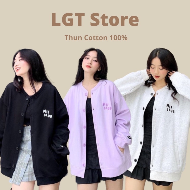Áo cadigan nút gài [có ảnh thật] chất nỉ cotton siêu đẹp thêu night clup