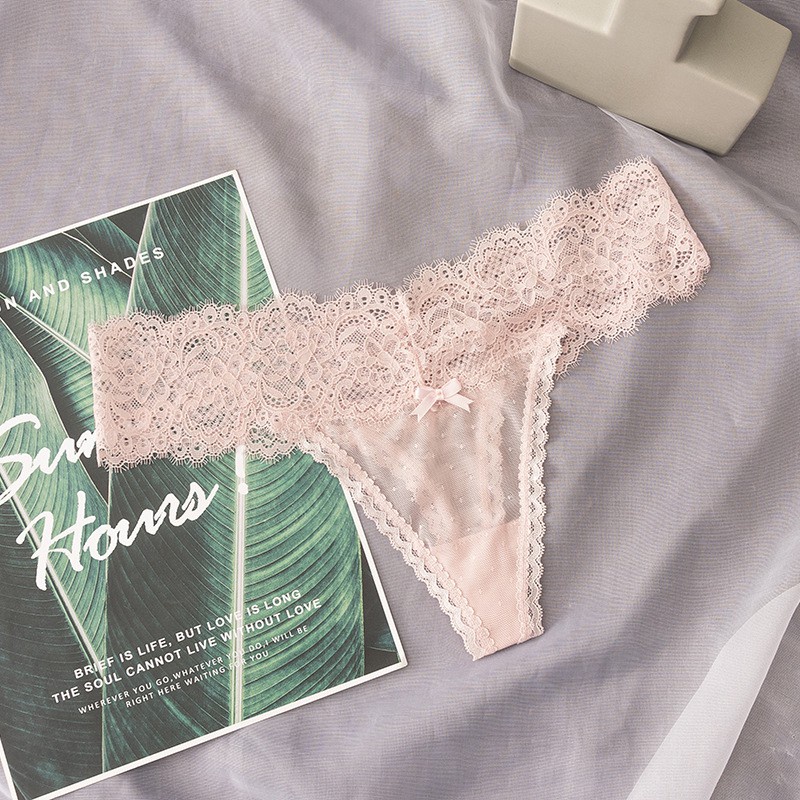 Quần Lót Nữ Lọt Khe Ren Nơ Bèo Sexy Quyến Rũ Mềm Mịn Min Underwear 102177
