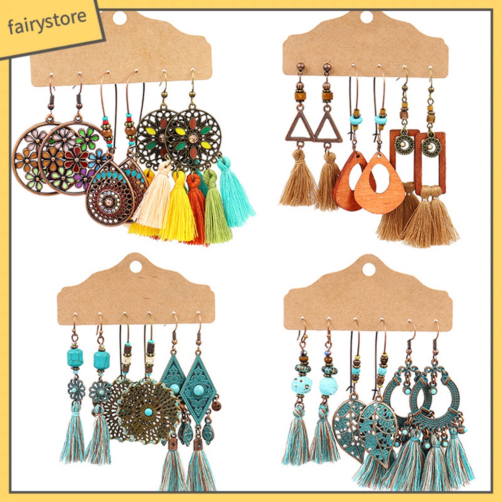 Bộ 3 đôi bông tai thời trang phong cách Bohemian thời trang dành cho nữ