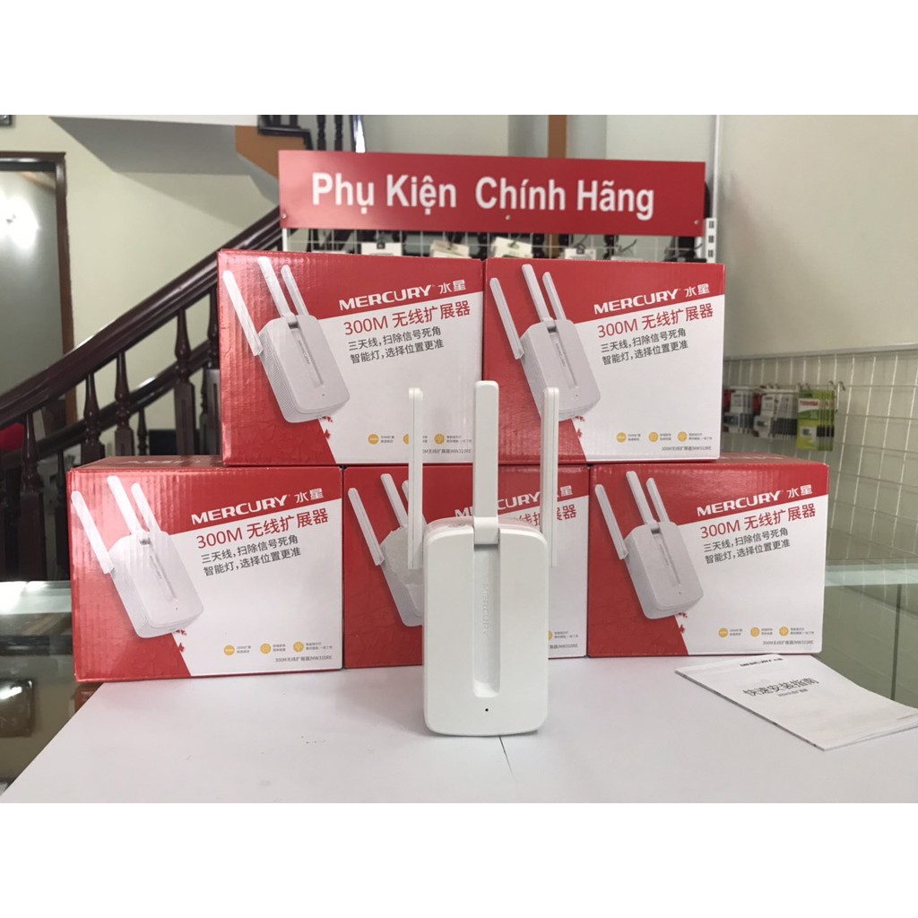 Kích sóng wifi Mercury 3 râu MW301RE – Tốc độ 300Mbps cực mạnh cắm trực tiếp ổ điện ( Gía sốc)