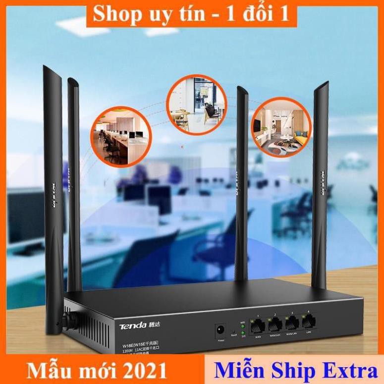 [ Xả kho tết] Bộ phát WIFI Tenda w15e ac1200Mps doanh nghiệp 50 user - vùng phủ sóng 300m2 4 ăn ten phát sóng cực mạnh | BigBuy360 - bigbuy360.vn