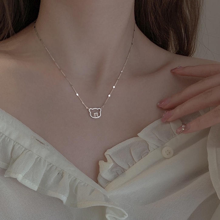 Dây chuyền bạc ý 925 mặt gấu đính đá vòng cổ nữ