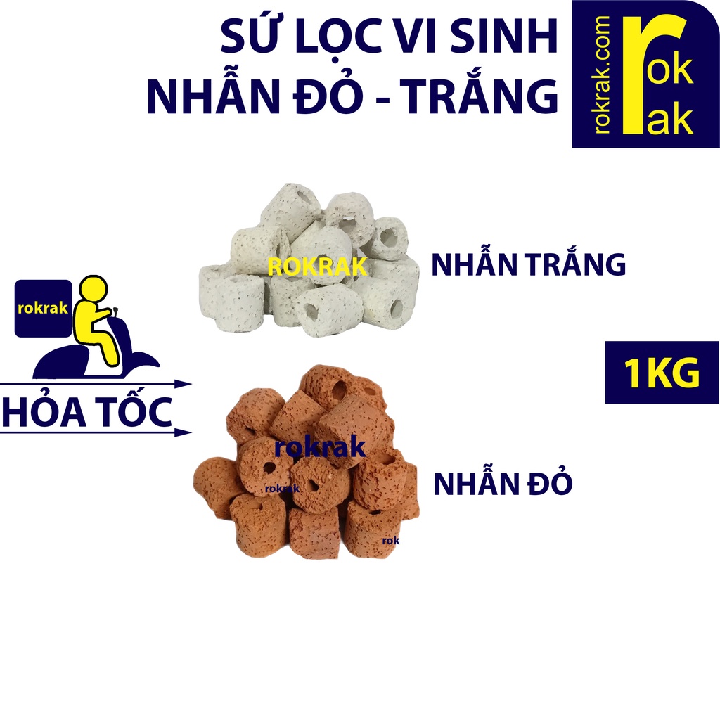 Sứ nhẫn TRẮNG ĐỎ loại tốt 1Kg  lọc vi sinh hồ cá