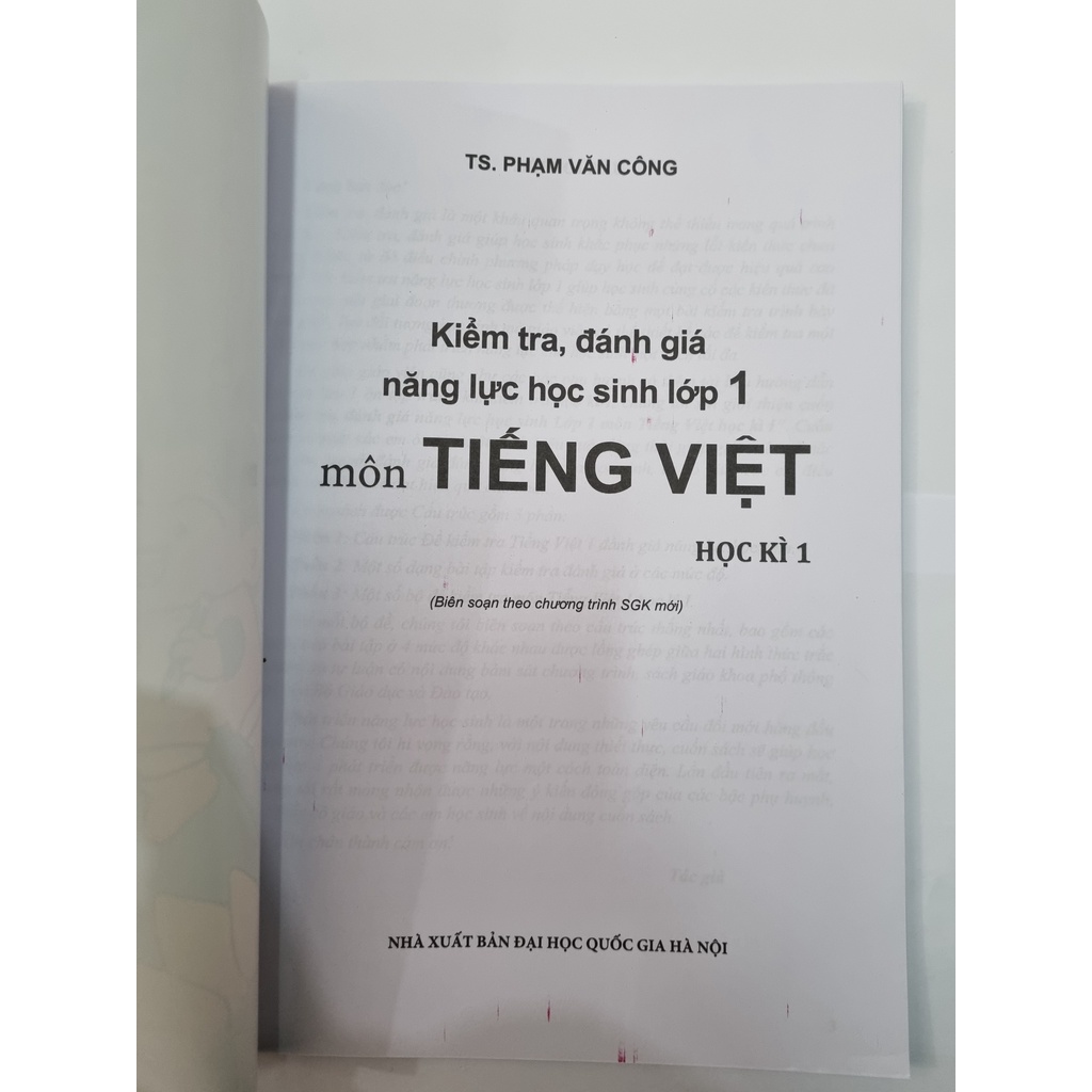 Sách - Kiểm tra, đánh giá năng lực học sinh lớp 1 môn Tiếng Việt học kỳ 1