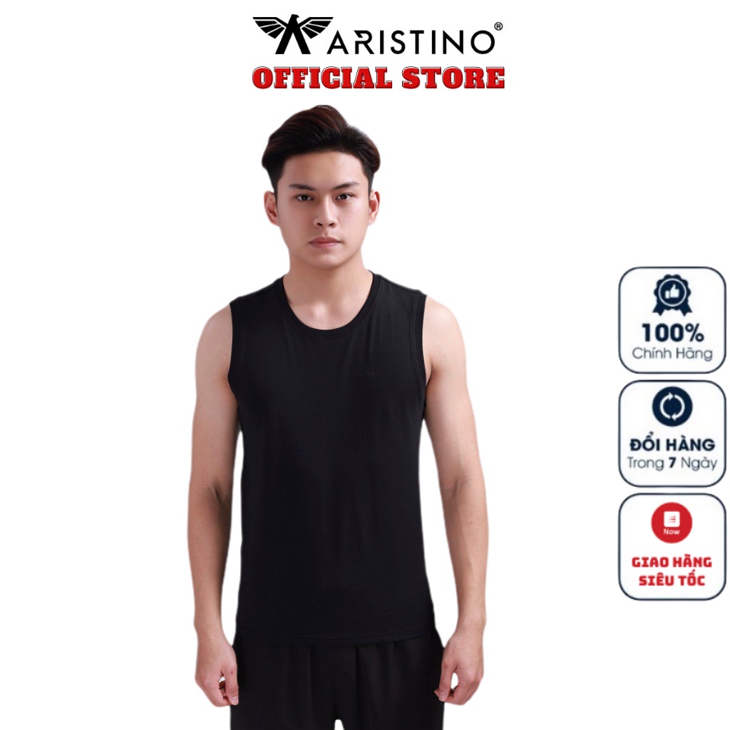 Áo thun ba lỗ nam Aristino Tank top ATT002S8 mặc lót trong Chất liệu Cotton Mềm mại thấm hút mồ hôi Kiểu dáng Slim fit
