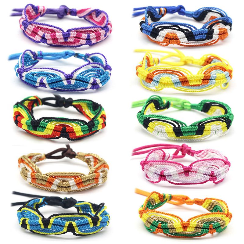 Set 10 Vòng Tay Bện Sợi Thủ Công Nhiều Màu Sắc Tùy Chỉnh Tiện Dụng