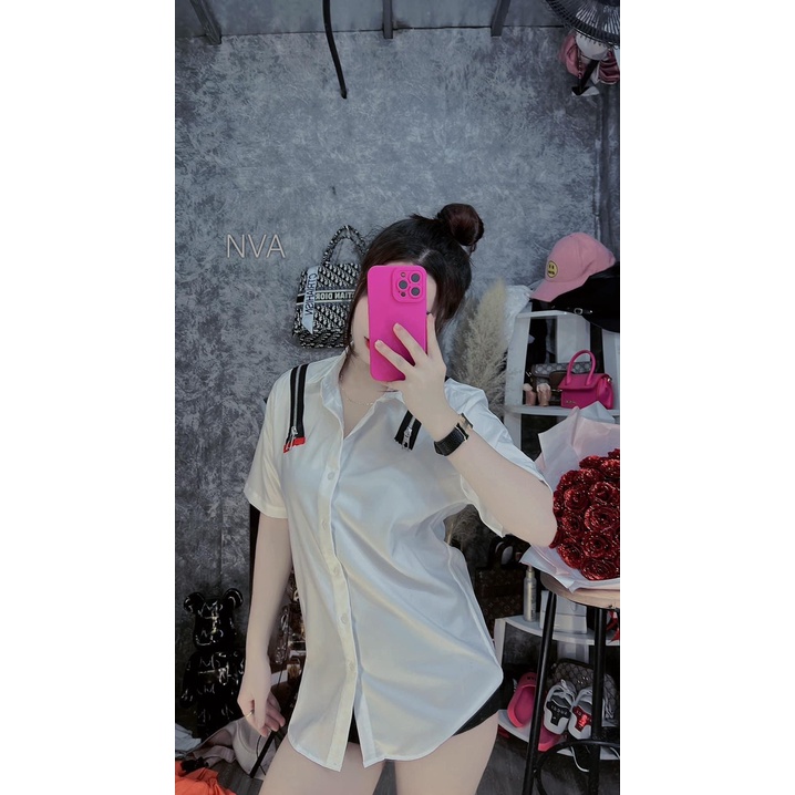 Áo Sơ Mi Tay Lỡ 2 Khóa Vai ❤ SoMi Dáng Rộng Chất Lụa Mát NVA91