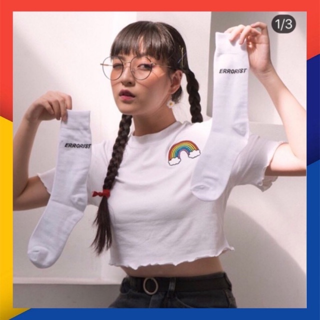 Áo croptop  Áo kiểu nữ thêu hình cầu vồng Ulzzang