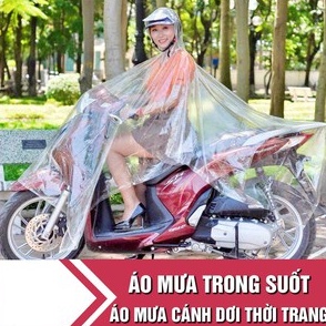 Áo mưa trong suốt 2 đầu Áo mưa cánh dơi bằng nhựa vi sinh siêu dai loại 2 đầu