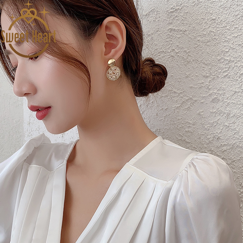 Hoa Tai Dáng Tròn Đính Đá Thời Trang Cho Nữ