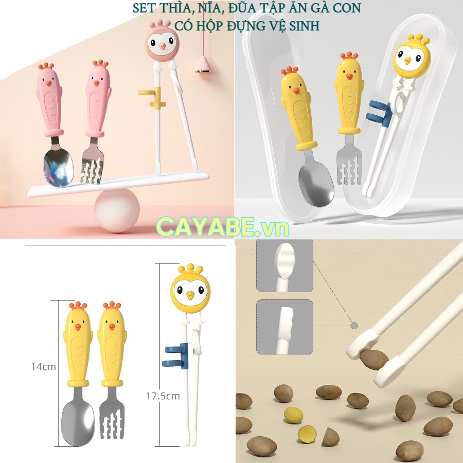 Set khay ăn dặm cho bé hoạt hình 5 món CAYABE đế chống đổ voi Dumbo, công chúa, tiên cá, chuột Mickey, cánh cụt