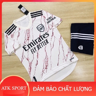 Áo đá bóng arsenal màu trắng tia chớp / 💙freeship💙/ vải mè thái 2021 - quần áo thể thao nam đẹp