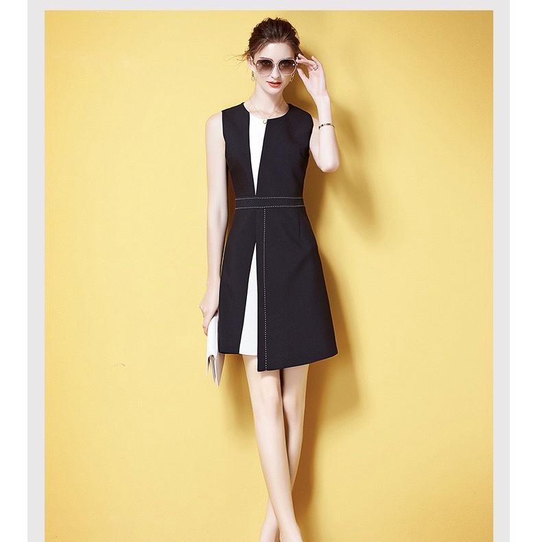 Váy thun, đầm suông cổ tròn họa tiết thêu hàng nhập chính hãng DR Fashion có size S M L XL XXL.