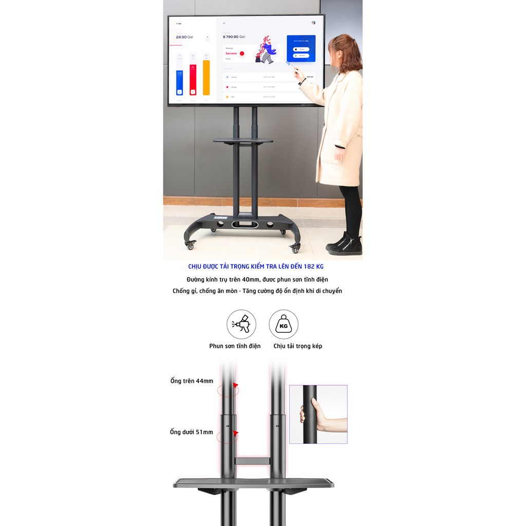 Giá treo tivi di động 32" - 65" NB NorthBayou AVA1500-60-1P