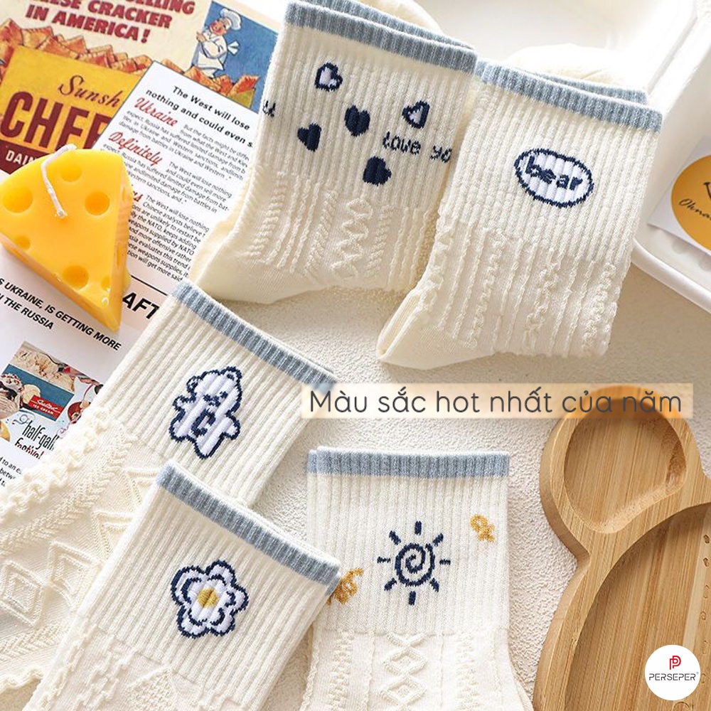 Tất cổ cao nữ phong cách Hàn Quốc, chất vải cotton thoáng khí chống hôi chân - Cherry Shop