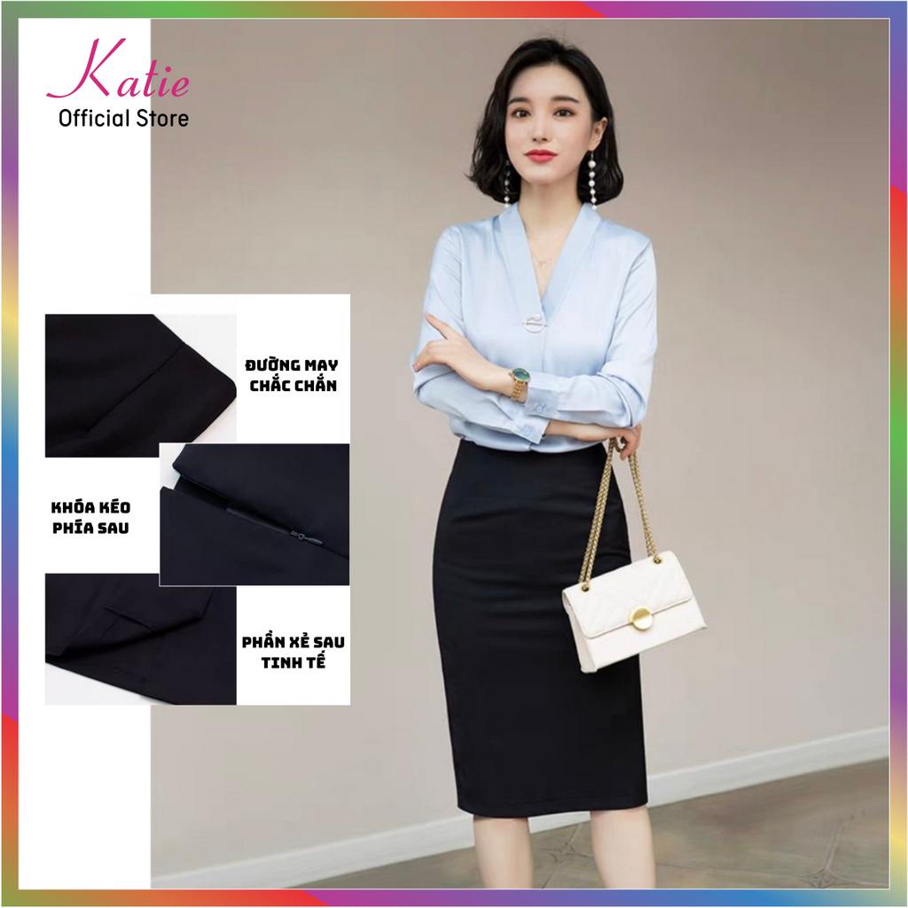 Chân Váy Công Sở 2 Lớp Dài 60cm Katie Chân Váy Bút Chì 2 Lớp Co Giãn Có Túi Váy Quần BigSize Đến 80kg CVQ60cm