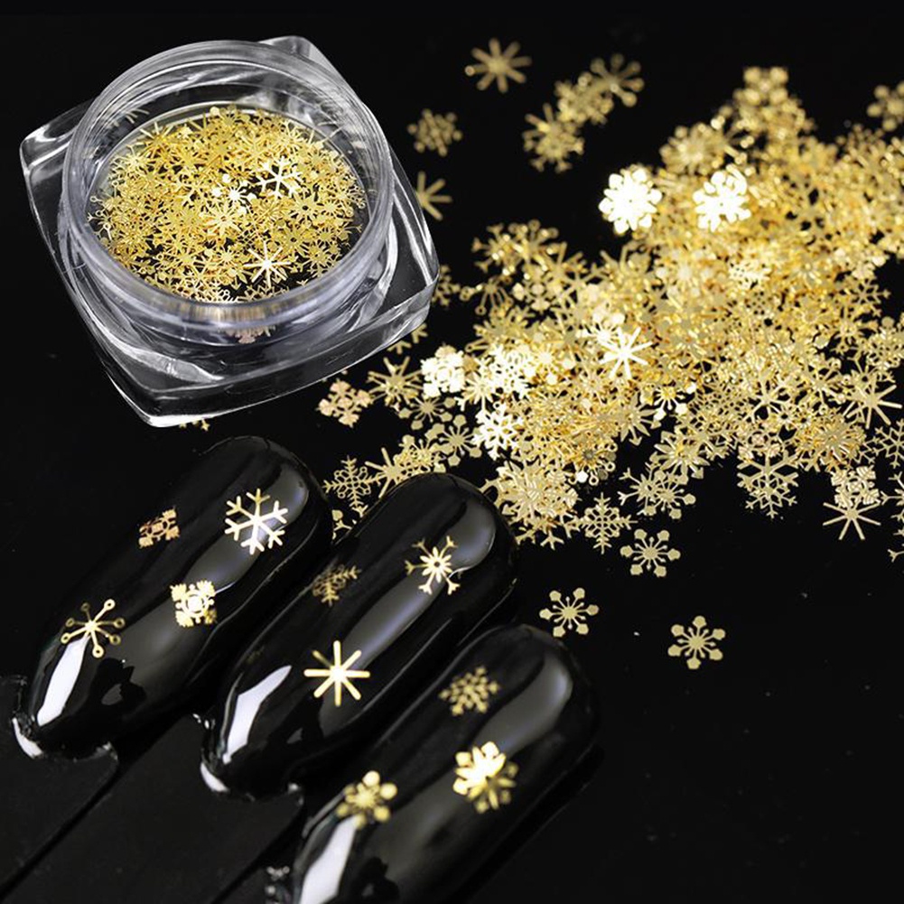 Miếng Dán Trang Trí Móng Tay Hình Bông Tuyết Màu Vàng DIY