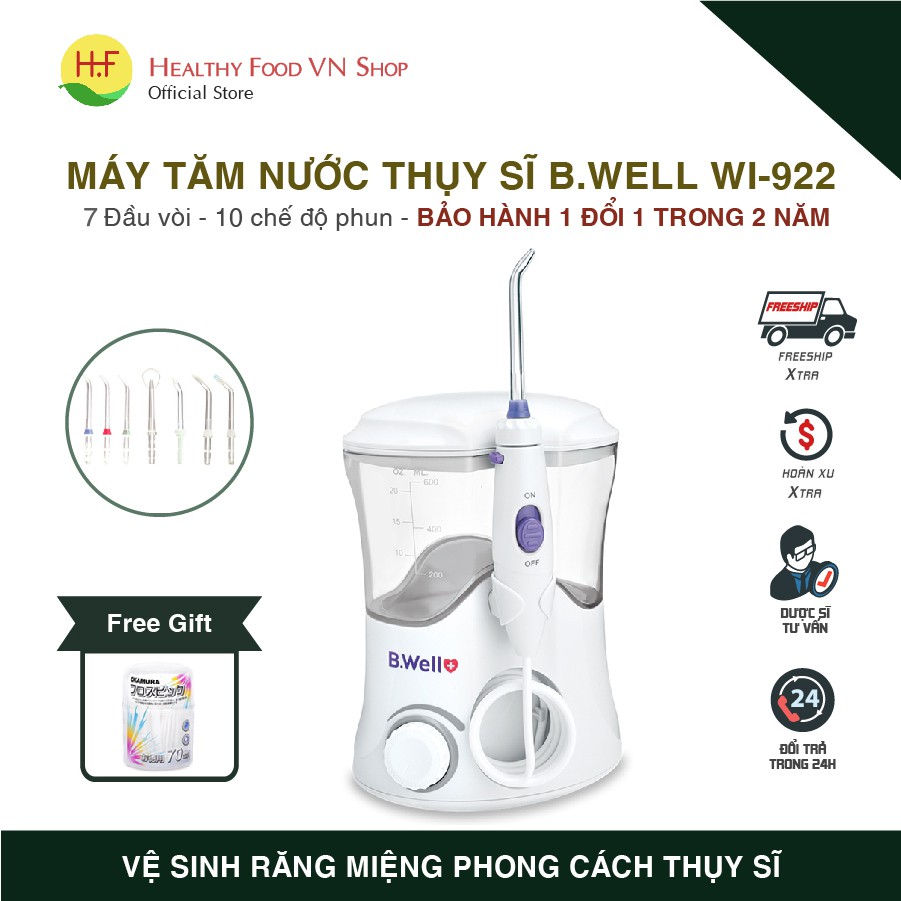 TĂM NƯỚC THỤY SĨ B-WELL WI-922 (phiên bản cố định) - 7 ĐẦU VÒI - 10 CHẾ ĐỘ - VỆ SINH RĂNG ĐẲNG CẤP