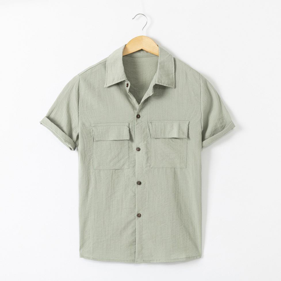 Áo Đũi Nam Cổ Bẻ Áo Sơ Mi Đũi Có Cổ Cộc Tay Túi Hộp | BigBuy360 - bigbuy360.vn