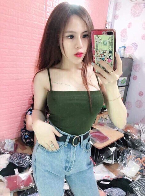 Áo 2 dây bản ngang cotton lụa đẹp | BigBuy360 - bigbuy360.vn