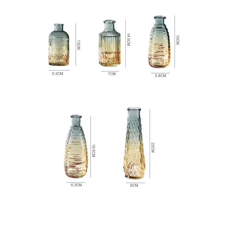 Bình lọ cắm hoa thuỷ tinh xám vàng trang trí để bàn sang trọng