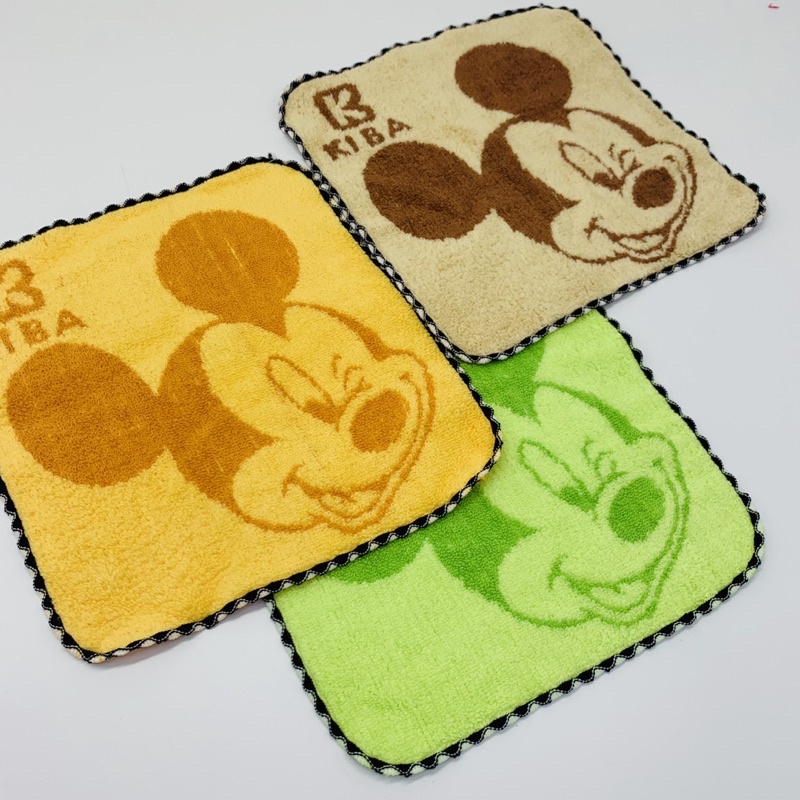 Khăn Mặt Cho Bé KIBA Họa Tiết Chuột Mickey KT 25x25cm Chất Cotton Êm, Mềm, Thấm Hút Tốt, An Toàn