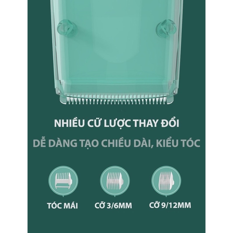 Tông đơ cắt tóc cho bé Misuta hút tóc tự động, an toàn, có sạc pin rời kèm bộ phụ kiện