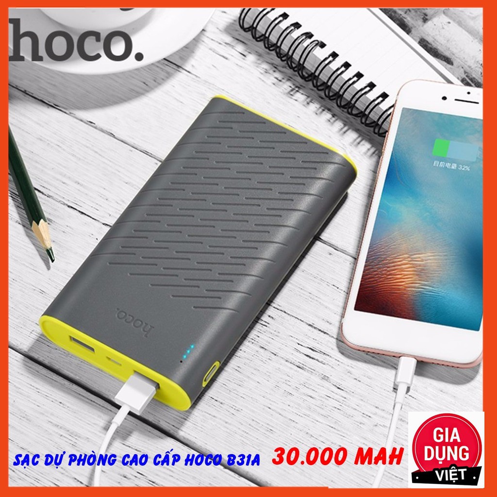 Pin Sạc Dự Phòng 30000mAh Cao Cấp Có Sạc Nhanh HOCO B31A - 2 Cổng Ra - Đèn Led