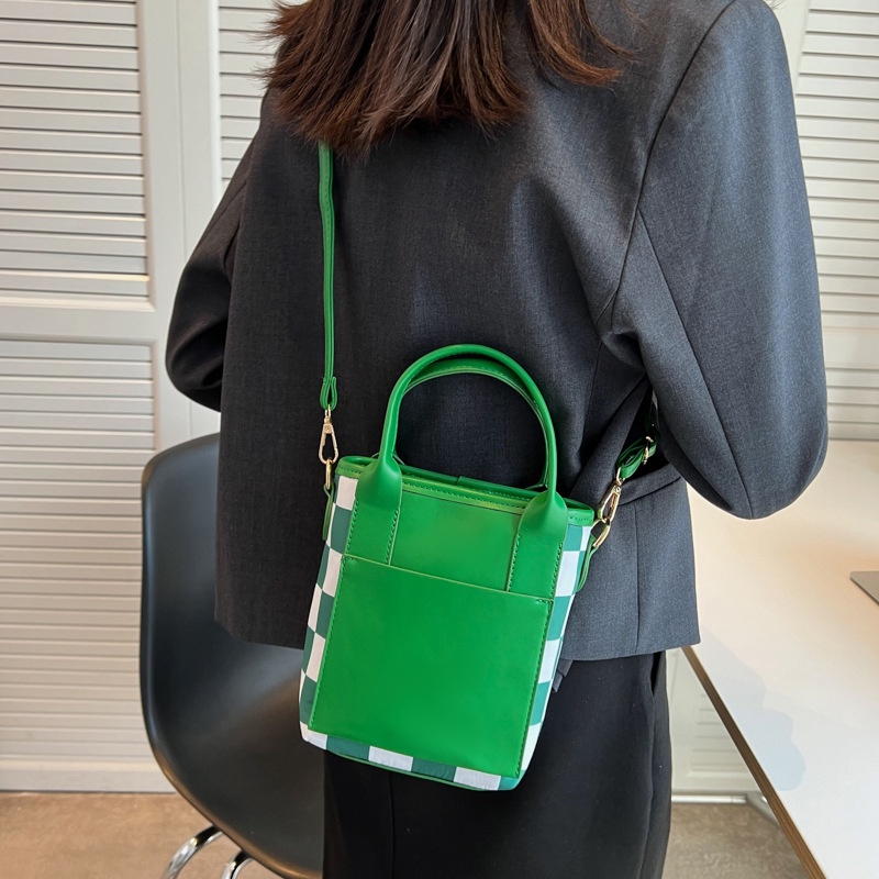 Túi đeo vai IELGY kẻ sọc ca rô màu tương phản thời trang đơn giản cho nữ