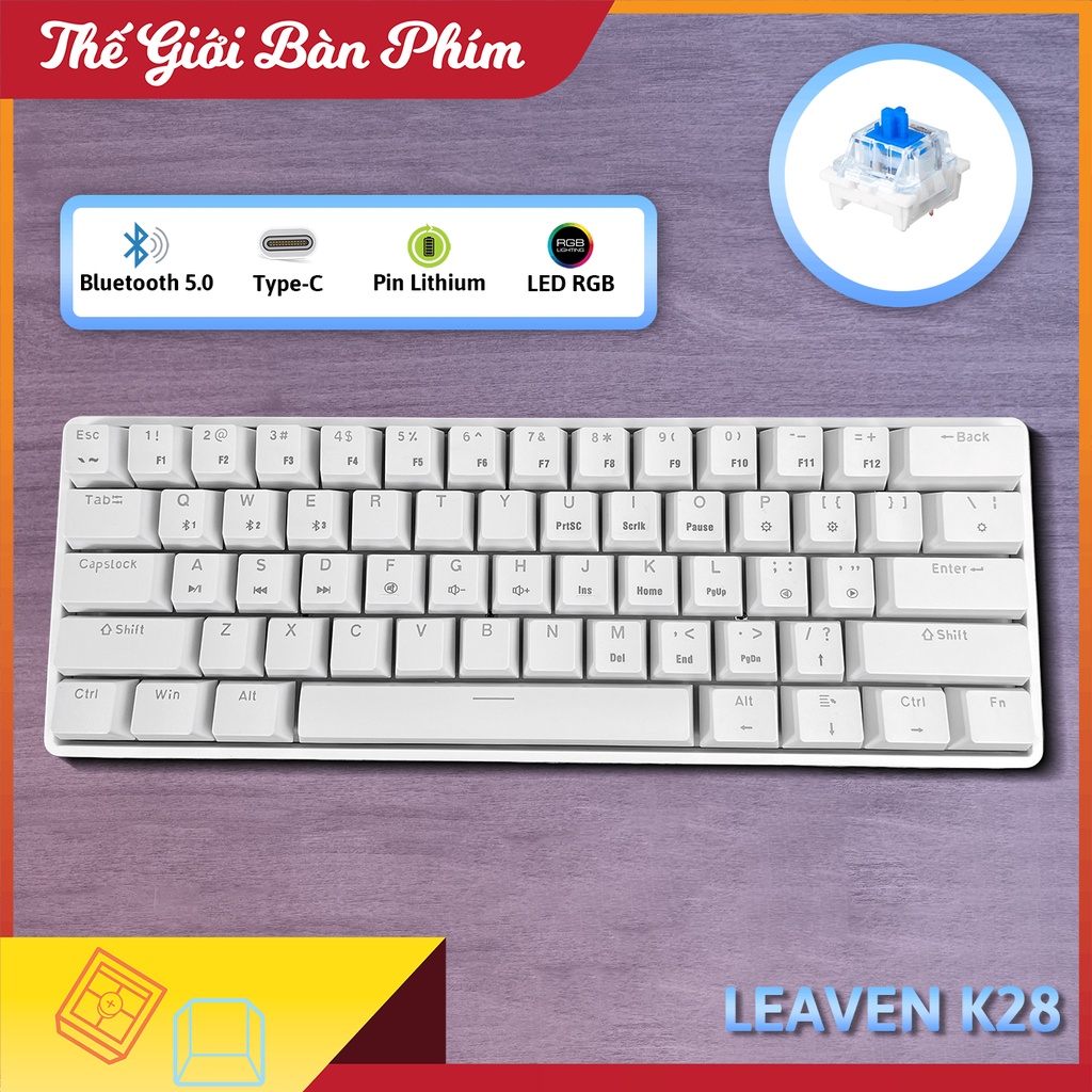 Bàn Phím Cơ Không Dây Leaven K28 Multi Led Type-C Bluetooth Hotswap